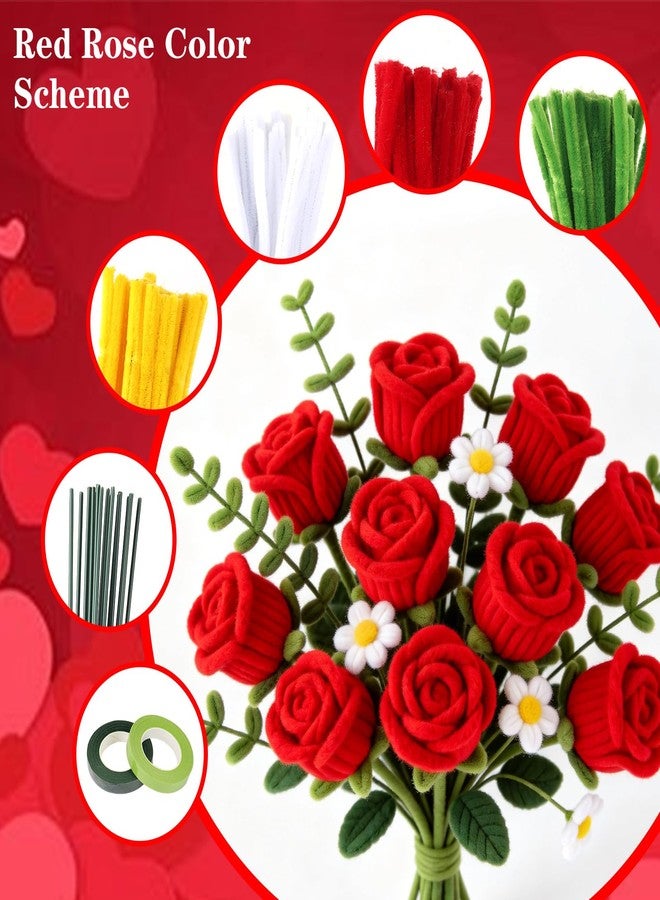 HANEVEAR 800Pcs Pipe Cleaners Craft, 16 Colors Pastel Pipe Cleaner Flower, Thick Chenille Pipe Cleaners Bulk with Floral Wires, Tape, Stamen, Ribbon & Video Tutorial, DIY Handmade Bouquet, Creative Gift - Image 5