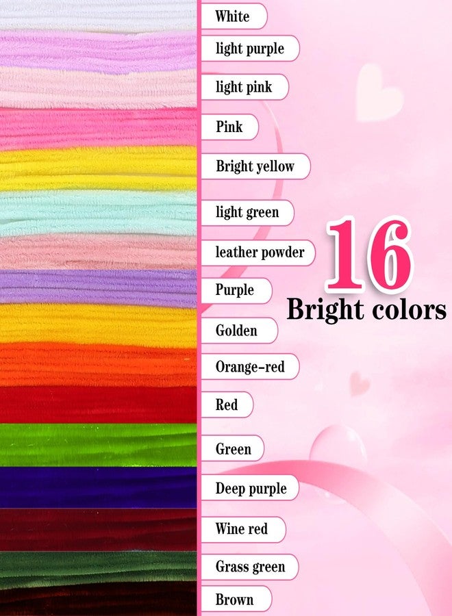HANEVEAR 800Pcs Pipe Cleaners Craft, 16 Colors Pastel Pipe Cleaner Flower, Thick Chenille Pipe Cleaners Bulk with Floral Wires, Tape, Stamen, Ribbon & Video Tutorial, DIY Handmade Bouquet, Creative Gift - Image 4