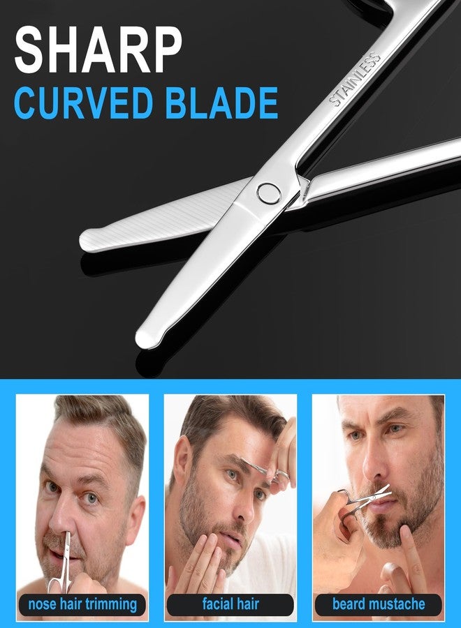 ptiysta Men's and Women's Facial Hair Small Scissors, Eyebrow, Nose, Beard, Whisker, Eyelash, Ear Hair Trimming Set, Curved and Rounded Safety Tip Scissors for Haircutting 2pcs - Image 5
