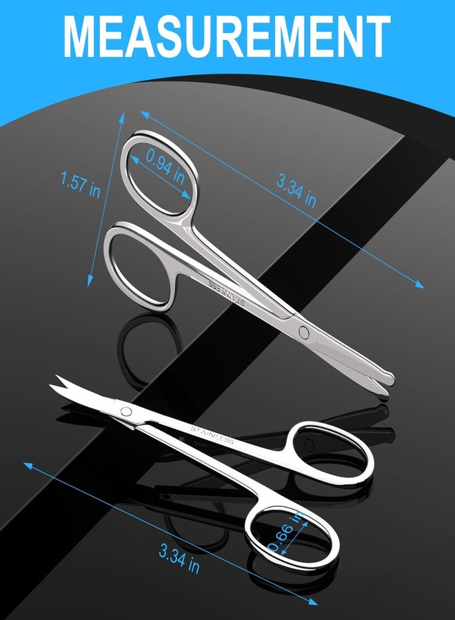 ptiysta Men's and Women's Facial Hair Small Scissors, Eyebrow, Nose, Beard, Whisker, Eyelash, Ear Hair Trimming Set, Curved and Rounded Safety Tip Scissors for Haircutting 2pcs - Image 2