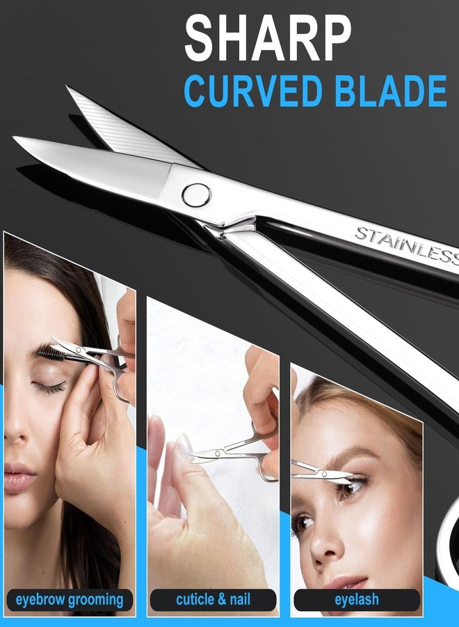 ptiysta Men's and Women's Facial Hair Small Scissors, Eyebrow, Nose, Beard, Whisker, Eyelash, Ear Hair Trimming Set, Curved and Rounded Safety Tip Scissors for Haircutting 2pcs - Image 4