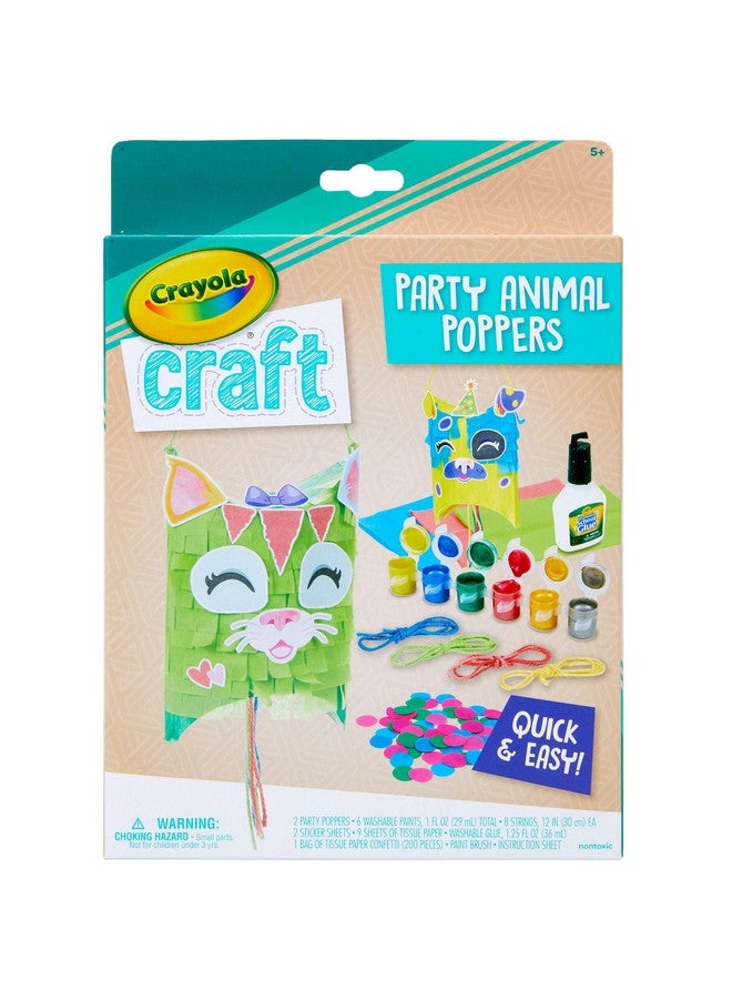 Crayola Craft Confetti Party Poppers, Animal Craft for Kids, Gift for Kids, Ages 5, 6, 7, 8, Multi - Image 1