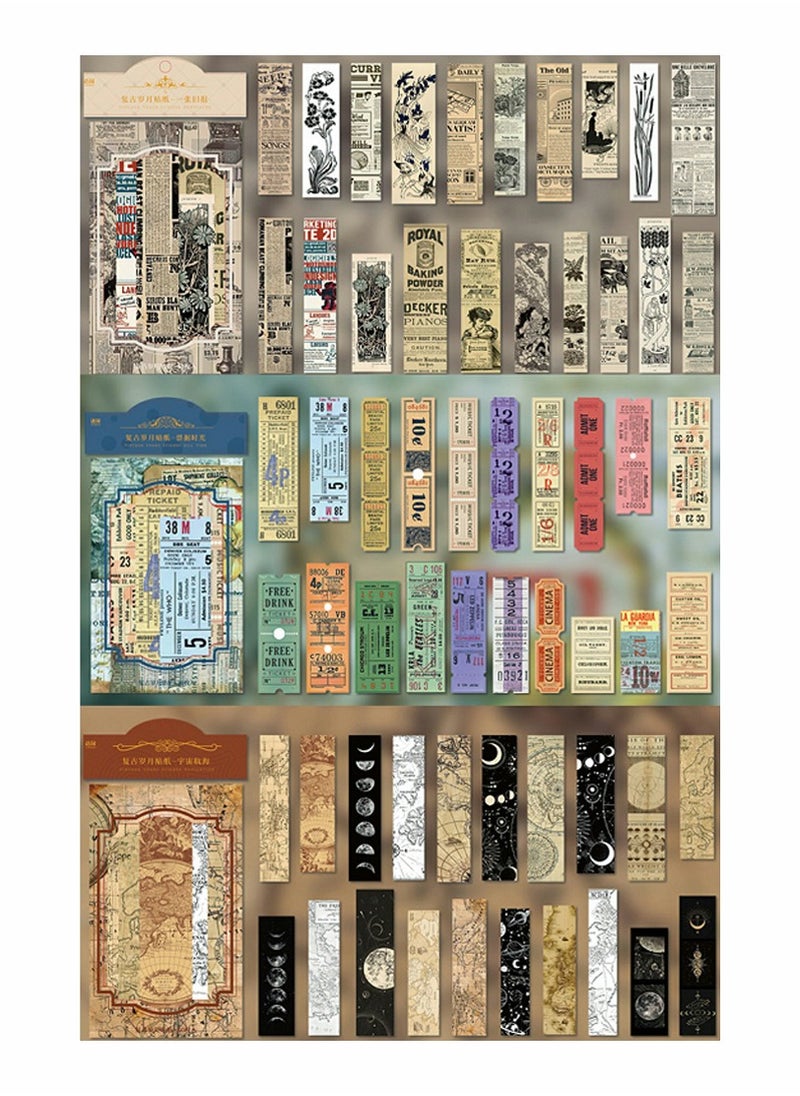 SYOSI - 120 Pcs Stickers for Journaling, SYOSI Decorative Sticker for Scrapbooking, Album, Junk Journal, Planners, Calendars and Notebook, Kid DIY Arts Crafts (Old Newspaper, Bills, Space Voyage) - Image 1