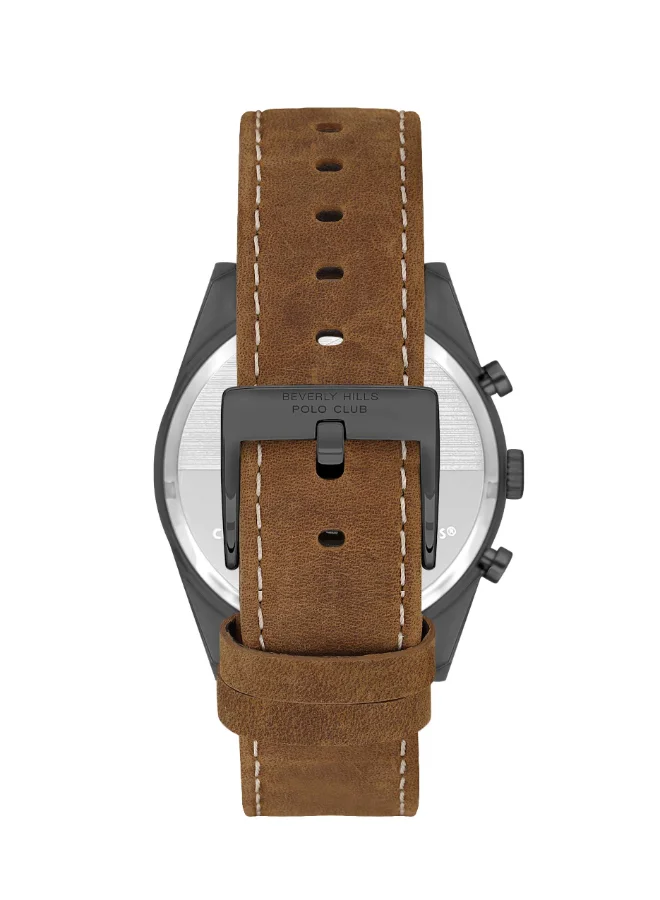 BEVERLY HILLS POLO CLUB Polo Club Men's Watch, Multi Function Display and Leather Strap - BP3619X.075, Brown