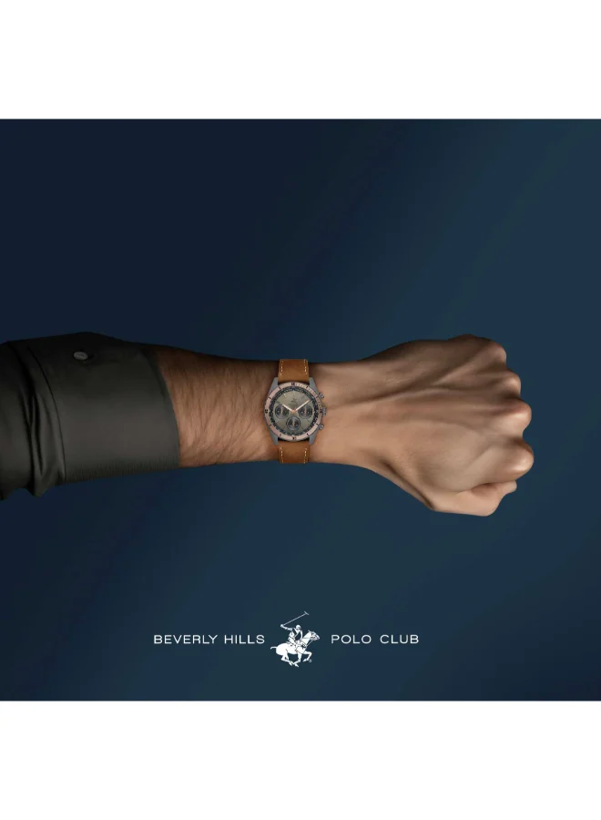 BEVERLY HILLS POLO CLUB Polo Club Men's Watch, Multi Function Display and Leather Strap - BP3619X.075, Brown