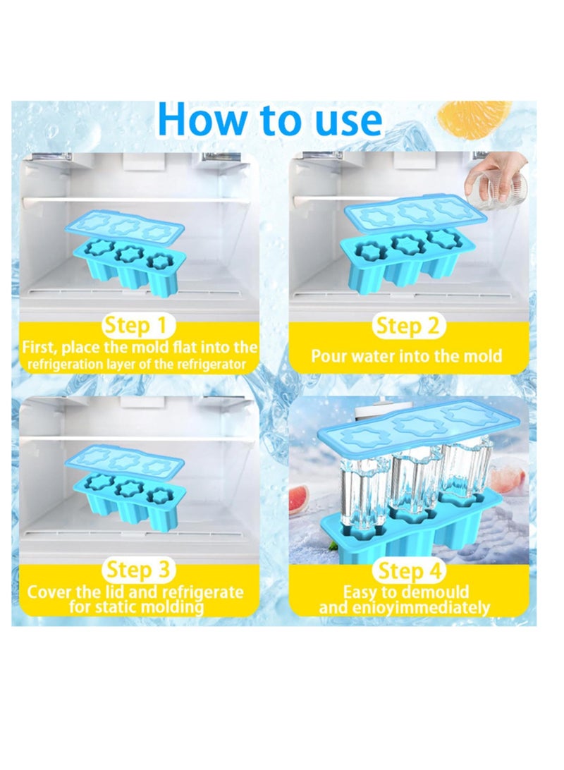 SYOSI Snowflake Ice Cube Tray, Snowflake Shape Silicone Ice Cube Mold, Non-stick Ice Cube Maker, Soft Ice Cube Mold, Easy Demoulding Ice Cube Tray with Lid, Ice Cube Trays for freezer, Coffee, Tea  - Image 3