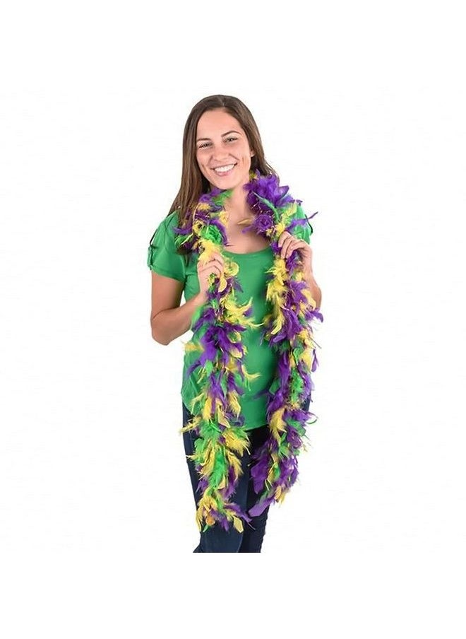 4E's Novelty 2 Pack Mardi Gras Feather Boa 6 Ft / 72 Inch Long Lush Fluffy Feathers In Mardi Gras Colors, Great Accessory For Mardi Gras Outfits For Women & Men, Mardi Gras Costumes For Party  - Image 4