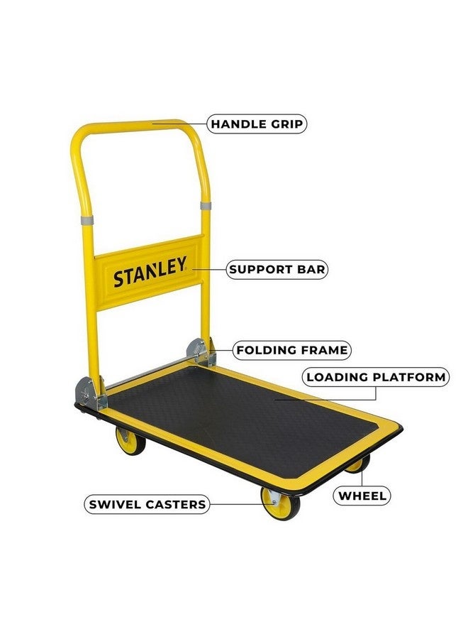Stanley Steel Folding Platform Truck with Ball Bearing Wheels Yellow and Black 83 x 47 x 72.5 cm SXWT-PC527 - Image 3