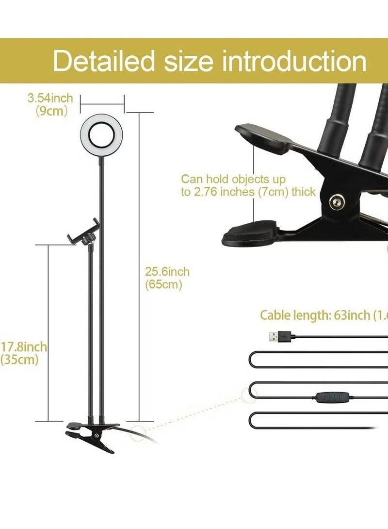 JAJEEK Selfie Ring Light with Cell Phone Holder Stand – 10” LED Camera Light with Lazy Bracket for Video/Photography, Desk Lamp for Bedroom, Office, Kitchen – 3 Lighting Modes & 10 Brightness Levels​ - Image 3