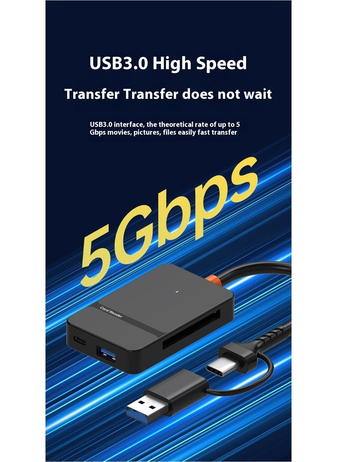 Apera - MT84 8in1 Multi Input CF Card Reader Mac and OTG Phone Type-C 5gbps Data Transfer - Image 1