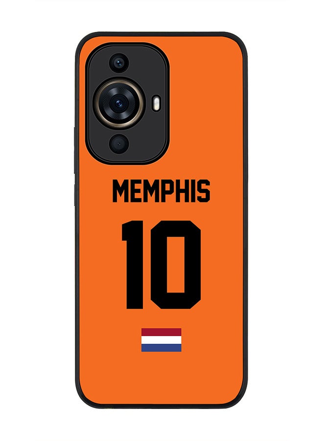 Stylizedd Rugged Black Edge case for Huawei nova 11 Pro,Slim fit Flexible Cover - Football Team - Netherlands, Player Name - Memphis - Image 1