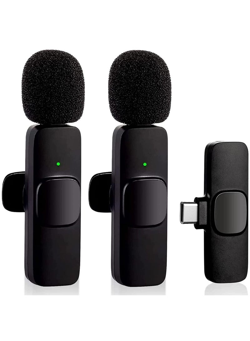 Wireless Lavalier Microphone for Type-C Phone, Plug-Play Wireless Mic with 2 Microphone for USB-C Android Phone Video Recording, Interview, Vlog, Auto Sync and Noise Reduction - Image 1
