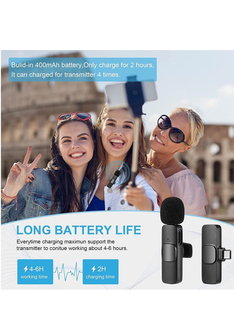 Wireless Lavalier Microphone for Type-C Phone, Plug-Play Wireless Mic with 2 Microphone for USB-C Android Phone Video Recording, Interview, Vlog, Auto Sync and Noise Reduction - Image 3