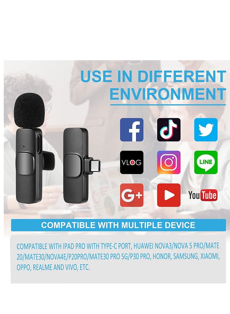 Wireless Lavalier Microphone for Type-C Phone, Plug-Play Wireless Mic with 2 Microphone for USB-C Android Phone Video Recording, Interview, Vlog, Auto Sync and Noise Reduction - Image 5
