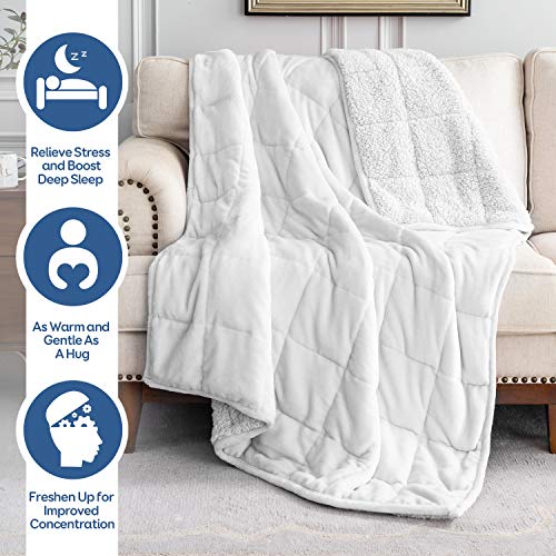 Cottonblue Weighted Blanket 20lbs, Flannel Cozy Plush Blankets, Fuzzy Flannel Bedding Blanket Throw for Twin Full Bed, Minky Soft Blanket for Sofa Bed 60 x 80 inches, White - Image 2