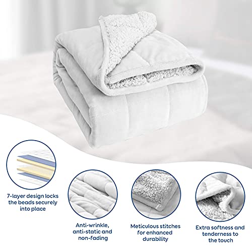 Cottonblue Weighted Blanket 20lbs, Flannel Cozy Plush Blankets, Fuzzy Flannel Bedding Blanket Throw for Twin Full Bed, Minky Soft Blanket for Sofa Bed 60 x 80 inches, White - Image 4