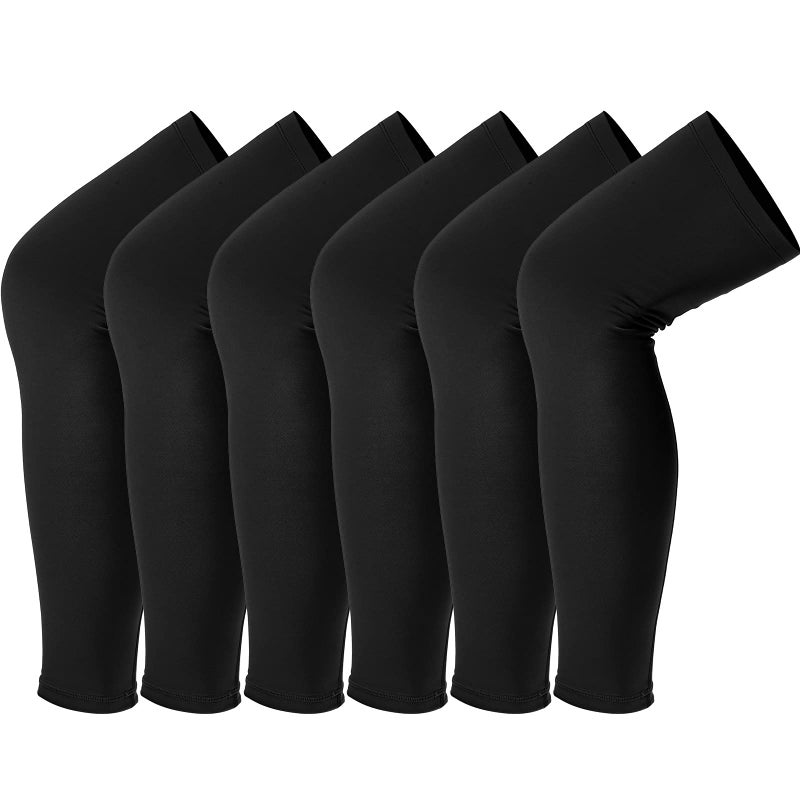Skylety Leg Sleeves Compression Long Knee Sleeve UV Preserve for Men Women Sport Basketball Football (Black,6 Pieces) - Image 1