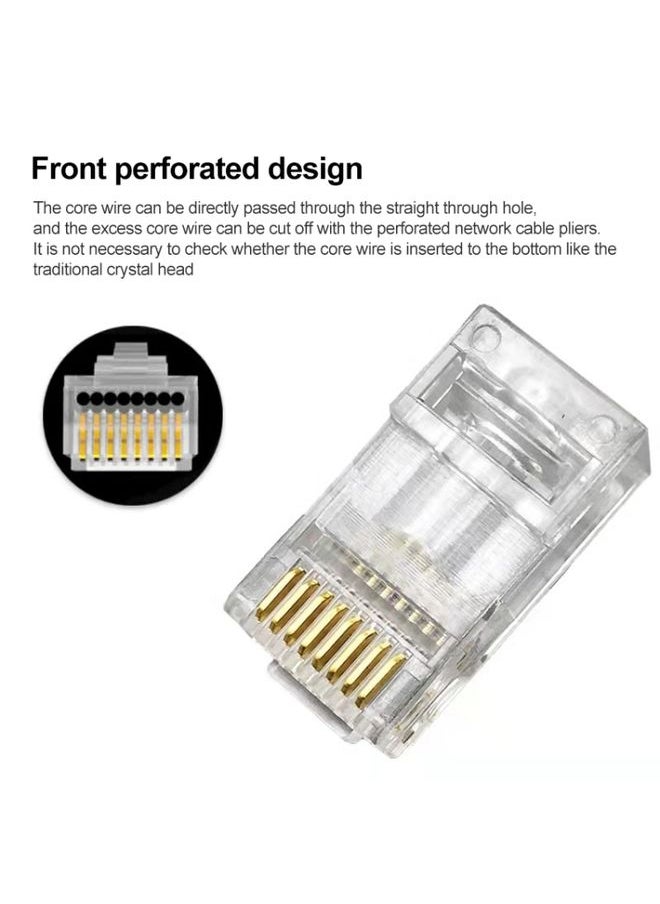BURAQ - 100pcs Cat5e Shielded Pass Through RJ45 Connector Modular Plug - Image 1