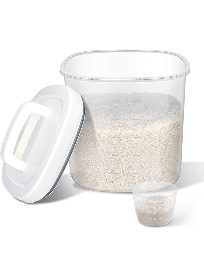 Green Tiger Rice Container 5L BPA Free Plastic Food Storage Container with Lid + Measuring Cup, Large Cereal Storage Bin for Kitchen(5Kg) - Image 1
