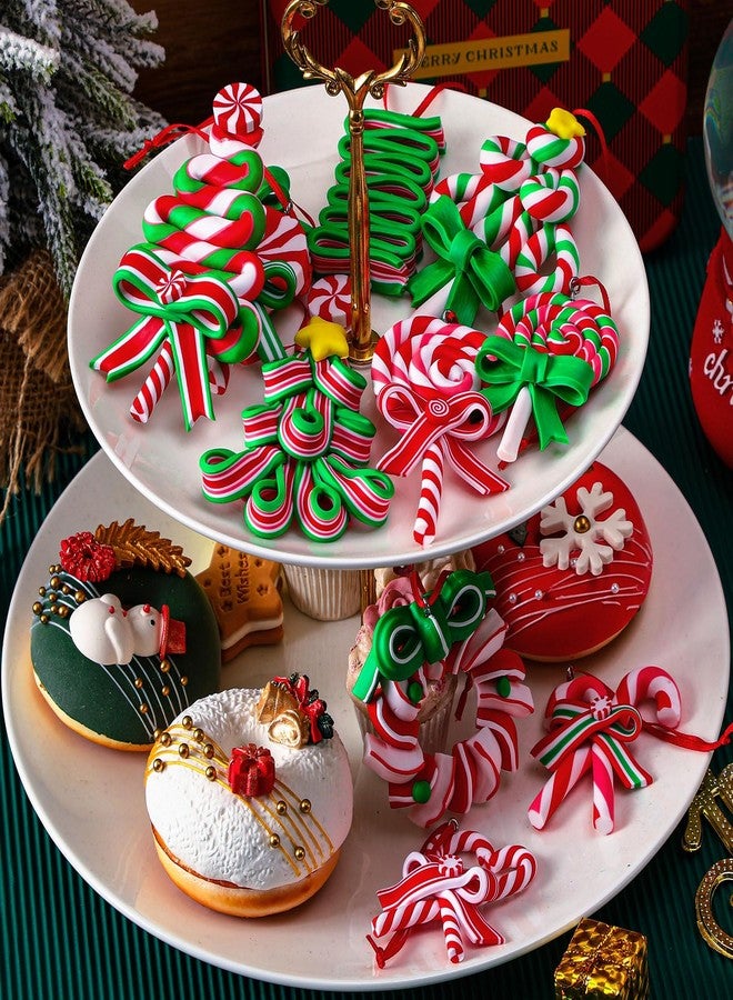 AUGSUN 16Pcs Christmas Lollipop Ornaments, Colorful Mini Candy Cane Hanging Ornaments Polymer Clay Peppermint Pendants for Xmas Tree Party Home Decorations - Image 5