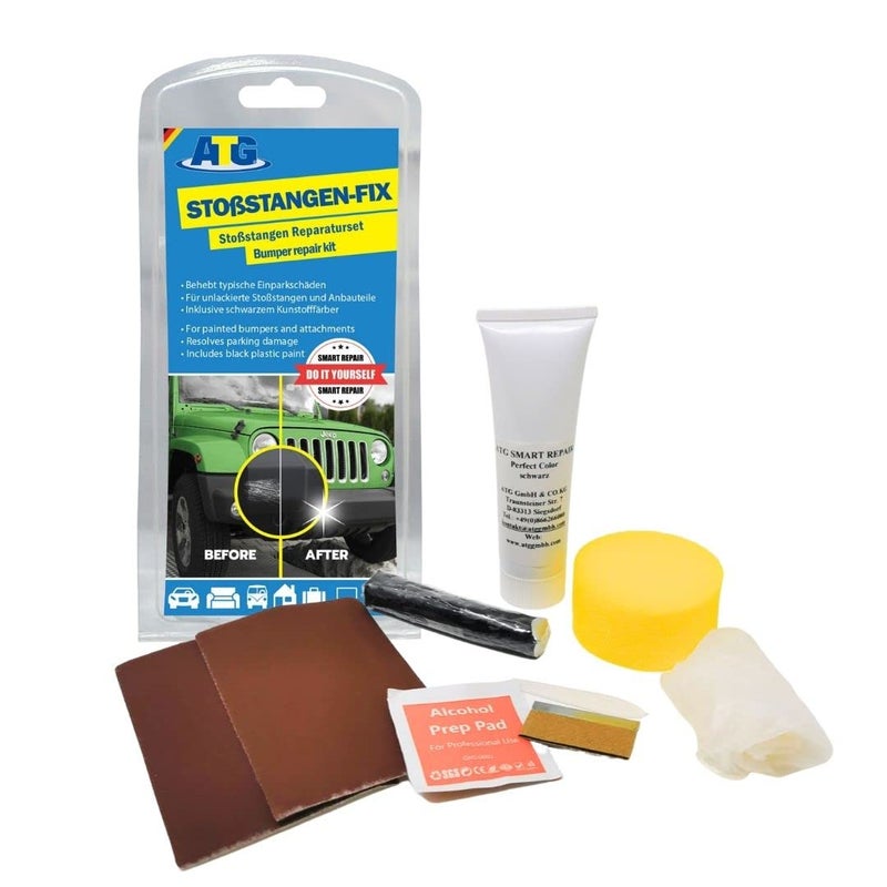 ATG Car Bumper Repair Kit Black Plastic Bumper Scratch Repair Kit Dye Included Suitable for unsealed and unpainted Guards