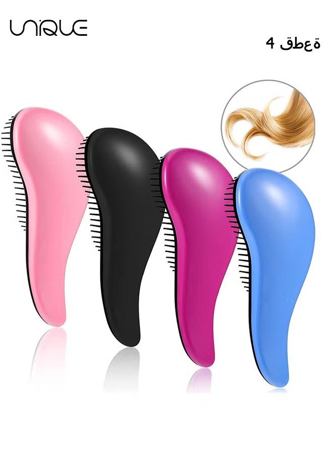 Unique 4 Pieces Detangling Brush, Anti-knot Massage Comb, Beauty Tools, Hair Brush Set, Pain-Free Hair Brush Straightener  - Image 1