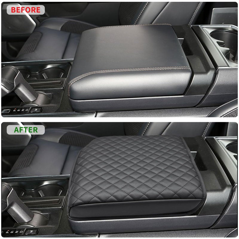 Zxiaochun Console Armrest Cover for 2021 2022 2023 2024 2025 2026 Ford F150, Armrest Lid Leather Protector, Center Console Cushion Interior Accessories (Fits Work Surface Console Only) - Image 3