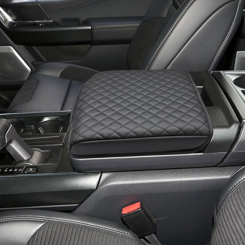 Zxiaochun Console Armrest Cover for 2021 2022 2023 2024 2025 2026 Ford F150, Armrest Lid Leather Protector, Center Console Cushion Interior Accessories (Fits Work Surface Console Only) - Image 1