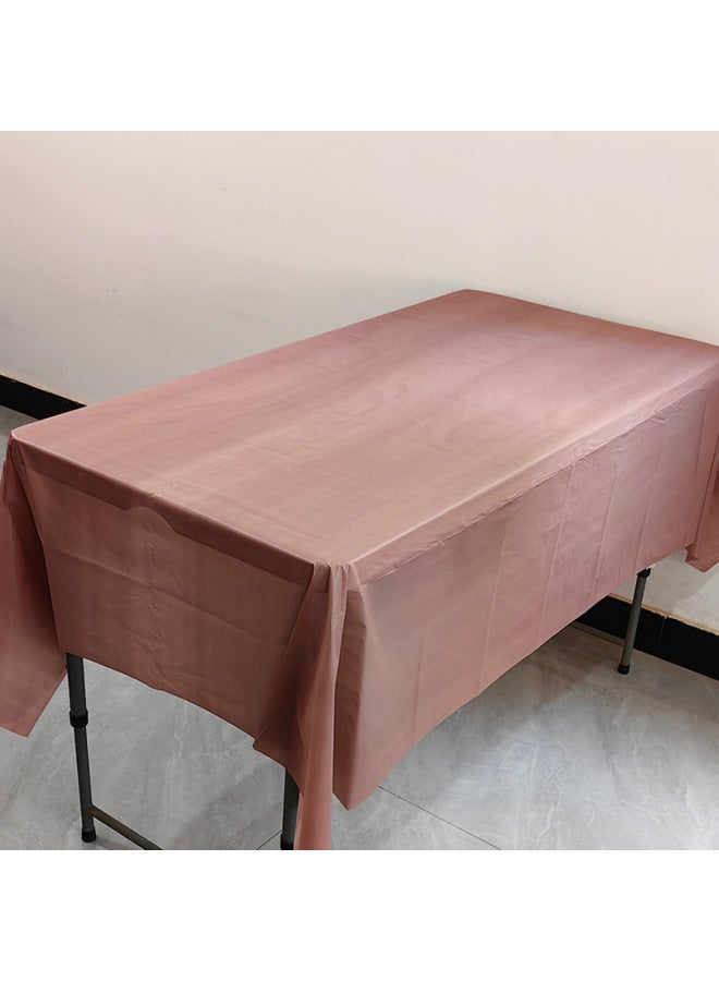 Disposable Party Tablecloth PE Plastic Cloth Birthday Dessert Table Solid Color Tablecloth 137*183cm-Color:Light Brown-Specifications:137*183cm - Image 1