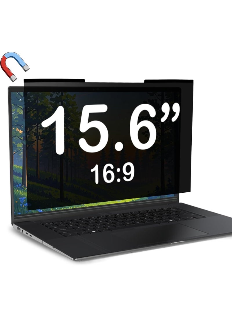 Magnetic Laptop Privacy Screen 15.6 Inch 16:9- Removable Anti-Glare Blue Light Filter, Computer Privacy Screen Shield Compatible with 15.6'' Hp Acer Asus Lenovo Dell Samsung Huawei Xiaomi Honor Portable Monitor - Image 1