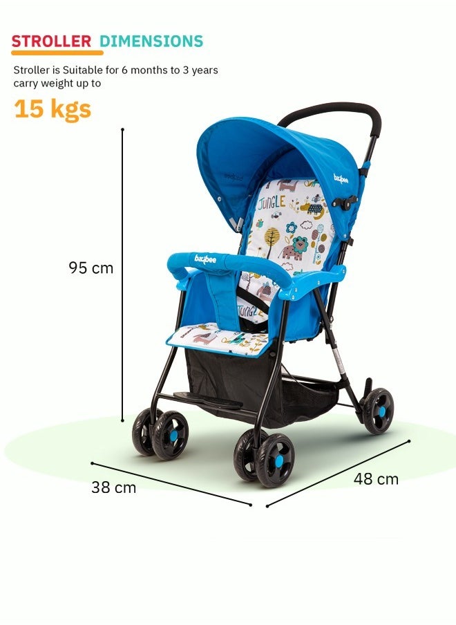 Infant Baby Stroller for Newborn Babies with 2 Position Adjustable Canopy Round Grip Handle Safety Harness Storage Basket Baby Push Stroller for Toddlers 6 Months to 3 Years Boys Girls Blue - pzsku/Z6344C31B0795D7801977Z/45/_/1739262253/ff1f5f6a-ea76-4be7-9d13-c4d657a0d058