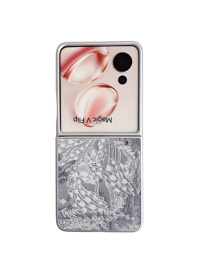 Green Tiger Case For Honor Magic V Flip Embroidery Style Full Coverage Phone Case - Image 1