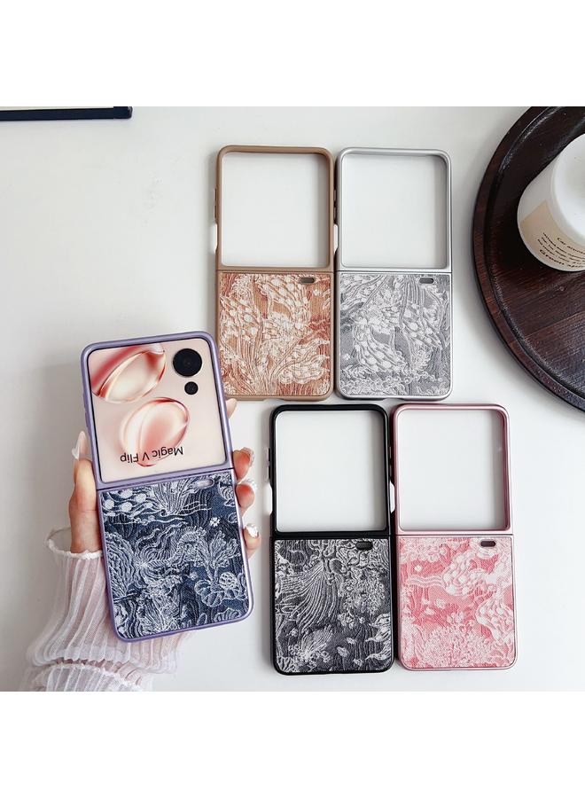 Green Tiger Case For Honor Magic V Flip Embroidery Style Full Coverage Phone Case - Image 5