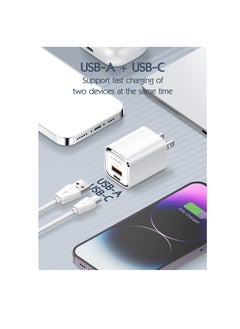 إل دينو شاحن حائط سريع A2317C بمقبس الاتحاد الأوروبي مع كابل من النوع C ومنافذ USB من النوع C بقوة 30 وات - أبيض  - Image 3