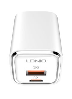 إل دينو شاحن حائط سريع A2317C بمقبس الاتحاد الأوروبي مع كابل من النوع C ومنافذ USB من النوع C بقوة 30 وات - أبيض  - Image 2