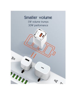 إل دينو شاحن حائط سريع A2317C بمقبس الاتحاد الأوروبي مع كابل من النوع C ومنافذ USB من النوع C بقوة 30 وات - أبيض  - Image 4