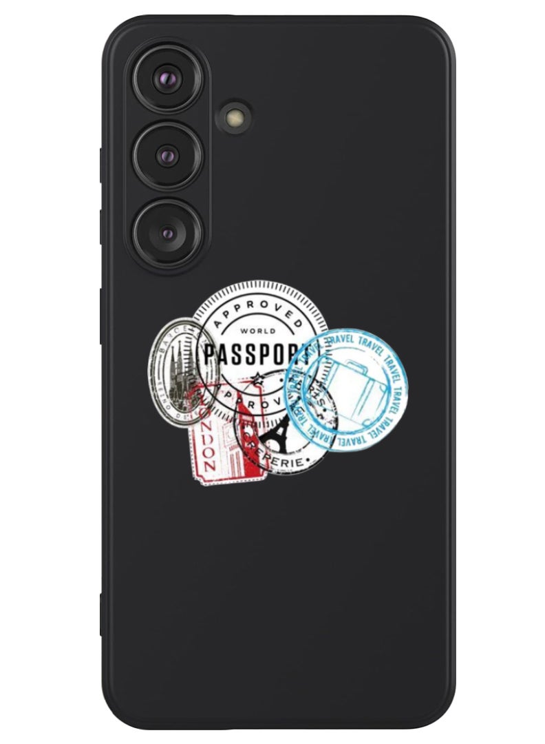 Theodor Protective Slim Fit Case Liquid Silicone Cover with Full Body Protection Anti-Scratch Shockproof Case For Samsung Galaxy S24 Plus (Black) - Stamps - Image 1