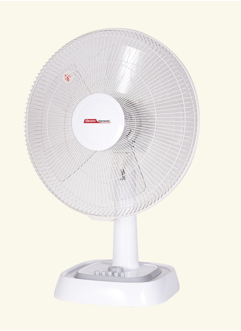 Electro General - Table Fan - Quiet and High Performance Design - 55W - All Copper Motor (74*18mm) - 5 Powerful AS Blades - 3 Speeds for Ventilation Control - 1 Hour Timer - Angle Adjustable for Large Air Distribution Model FTB-W634 - Image 1