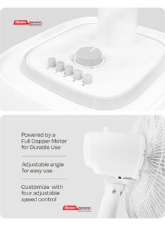 Electro General Table Fan - Quiet and High Performance Design - 55W - All Copper Motor (74*18mm) - 5 Powerful AS Blades - 3 Speeds for Ventilation Control - 1 Hour Timer - Angle Adjustable for Large Air Distribution Model FTB-W634  - Image 4