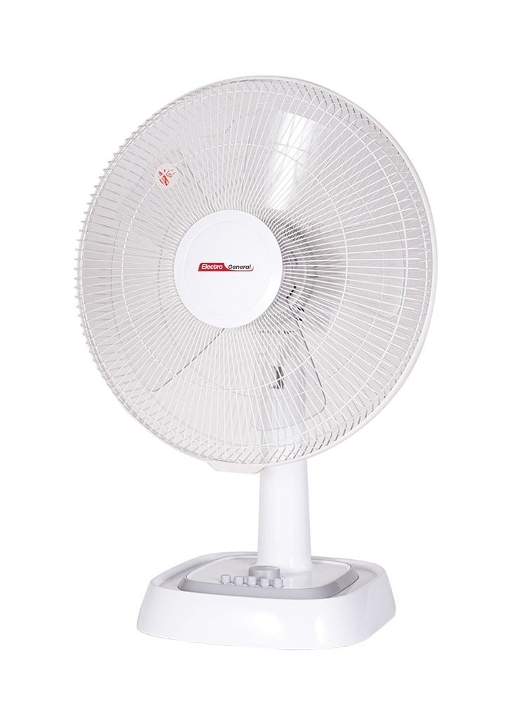 Electro General - Table Fan - Quiet and High Performance Design - 55W - All Copper Motor (74*18mm) - 5 Powerful AS Blades - 3 Speeds for Ventilation Control - 1 Hour Timer - Angle Adjustable for Large Air Distribution Model FTB-W634 - Image 1