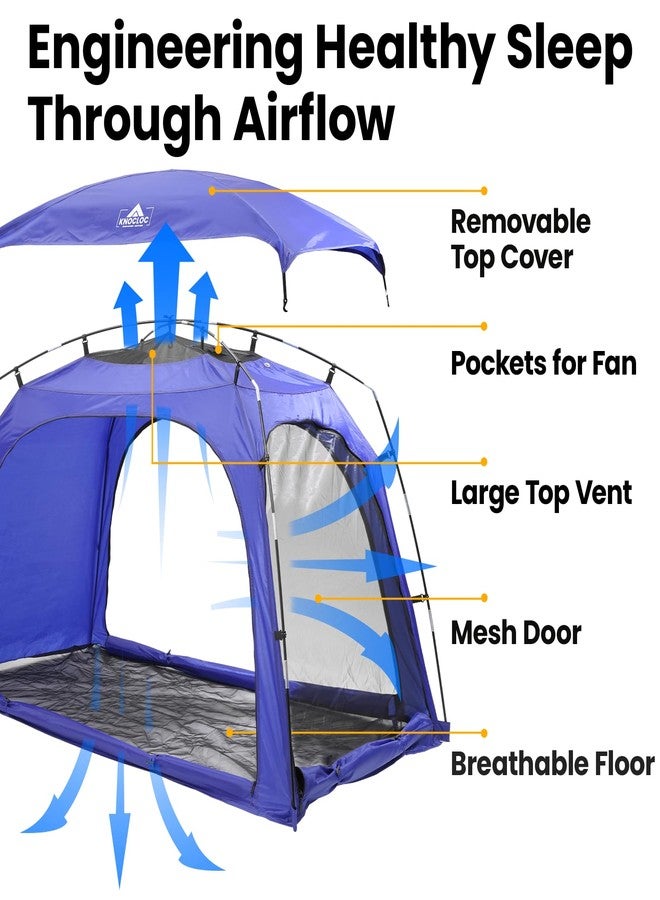 KNOCLOC Twin Bed Tent for Boys Healthier Sleep & Privacy with Built-in Fan Pocket for Improved Airflow, CPC Certified Light Blocking Sensory Bed Tent for Boys' Sleep Independence, Sleepover(Blue) - Image 4
