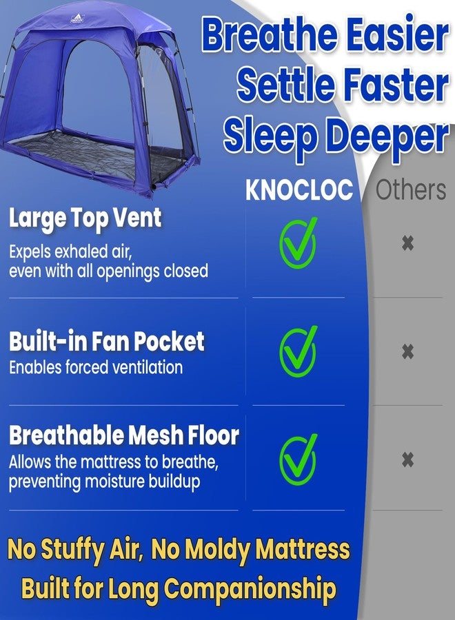 KNOCLOC Twin Bed Tent for Boys Healthier Sleep & Privacy with Built-in Fan Pocket for Improved Airflow, CPC Certified Light Blocking Sensory Bed Tent for Boys' Sleep Independence, Sleepover(Blue) - Image 2