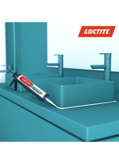 Loctite Loctite 100% silicone sealant(White), Waterproof, No shrinkage, dries in 10mins, waterproof in 2hrs, ideal for kitchen, bathroom,HVAC applications, sealant for glass, ceramics, aluminum, steel, 280ml  - Image 3