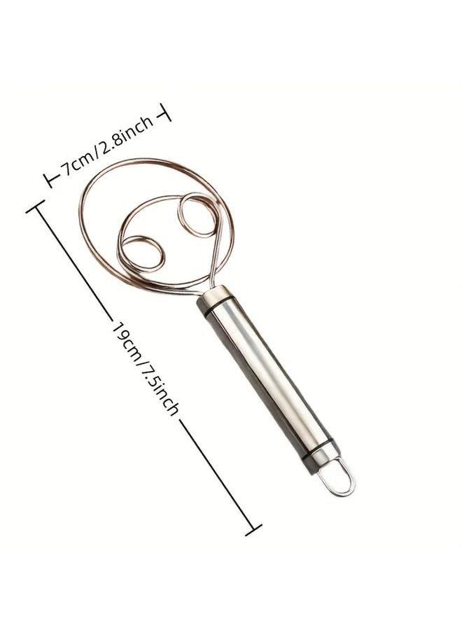 خلاط عجين يدوي من الفولاذ المقاوم للصدأ مع مكشطة، أداة خلط سريعة مزدوجة الفتحات 1 قطعة - Image 3