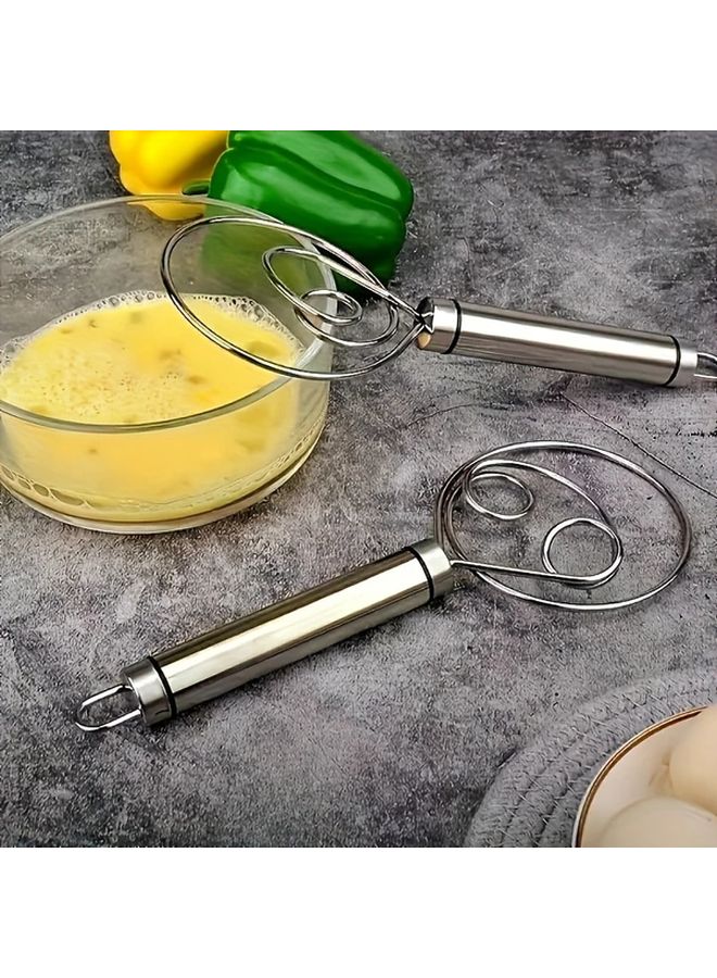 خلاط عجين يدوي من الفولاذ المقاوم للصدأ مع مكشطة، أداة خلط سريعة مزدوجة الفتحات 1 قطعة - Image 4