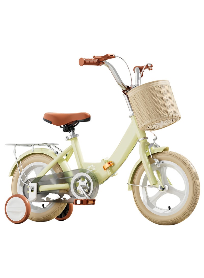 MaBaby 12-14-16-18 Inch Kids Bike Foldable Bicycle, Children Bikes for 2-12 Years Boys and Girls Toddler Balance Bike, With Training wheel, Carrier Seat and Basket Bicycle - Image 1