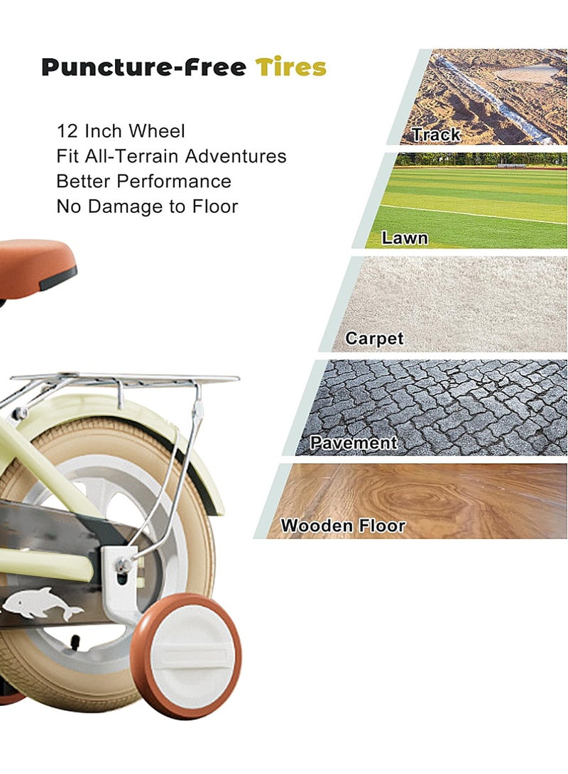 MaBaby 12-14-16-18 Inch Kids Bike Foldable Bicycle, Children Bikes for 2-12 Years Boys and Girls Toddler Balance Bike, With Training wheel, Carrier Seat and Basket Bicycle - Image 4