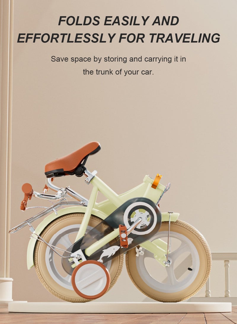 MaBaby 12-14-16-18 Inch Kids Bike Foldable Bicycle, Children Bikes for 2-12 Years Boys and Girls Toddler Balance Bike, With Training wheel, Carrier Seat and Basket Bicycle - Image 5