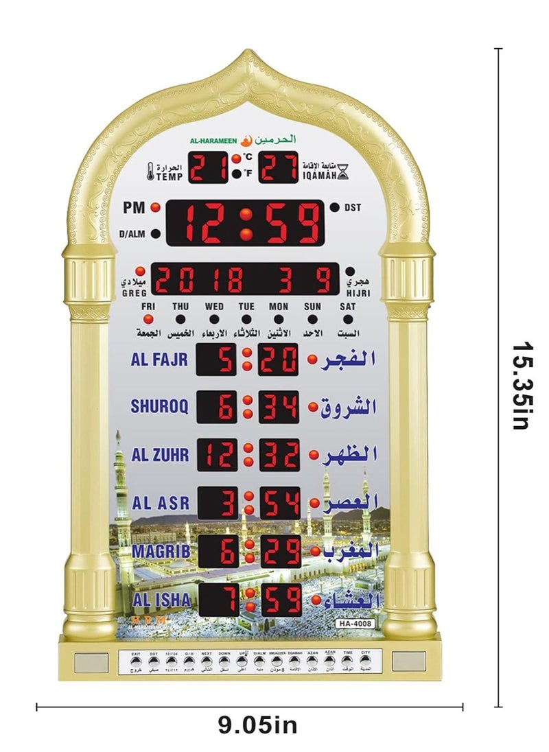 ماركة غير محددة HA-4028 ساعة حائط إسلامية رقمية LED، ساعة حائط لأوقات صلاة المسجد، ساعة مسجد مع أذان كامل (أسود)  - Image 3