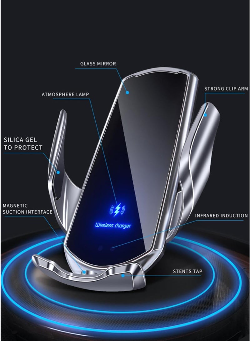 eyda Wireless Car Charger Automotive Electric Induction 15W Wireless Charger Car Vent Mount Bracket Fast Charging Auto Car Phone Holder Mount Air Vent Phone Holder Black - Image 4